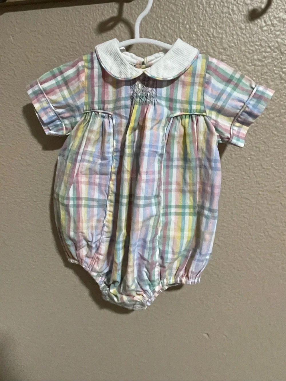 Pastel Plaid Peter Pan Collar Baby Romper